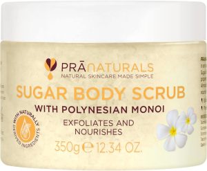 Le gommage pour le corps au Sucre PraNaturals et au Monoï de Polynésie